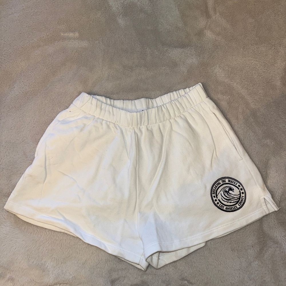 Garage White Athletic Shorts with Logo